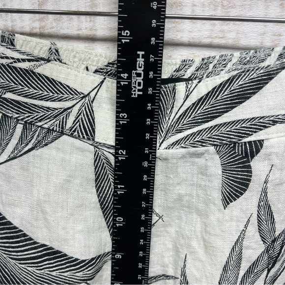 Tahari Linen Pants Womens Large Pull On Wide Leg White Black Tropical Leaves New - Picture 10 of 11